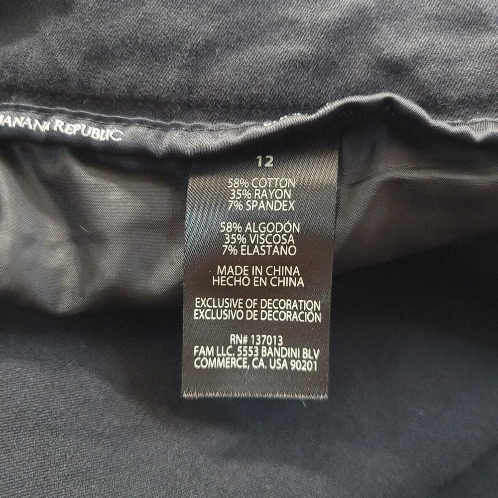 Banana Republic Pants Women 12 Black Cropped Stretch Preppy Normcore Flat Front - Picture 5 of 10